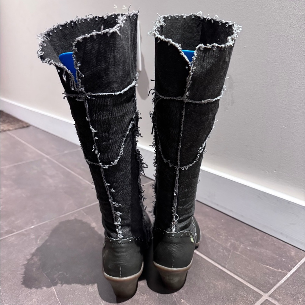 El Naturalista Women's Black Cotton Denim Boots US7 EU37 - Picture 3 of 8